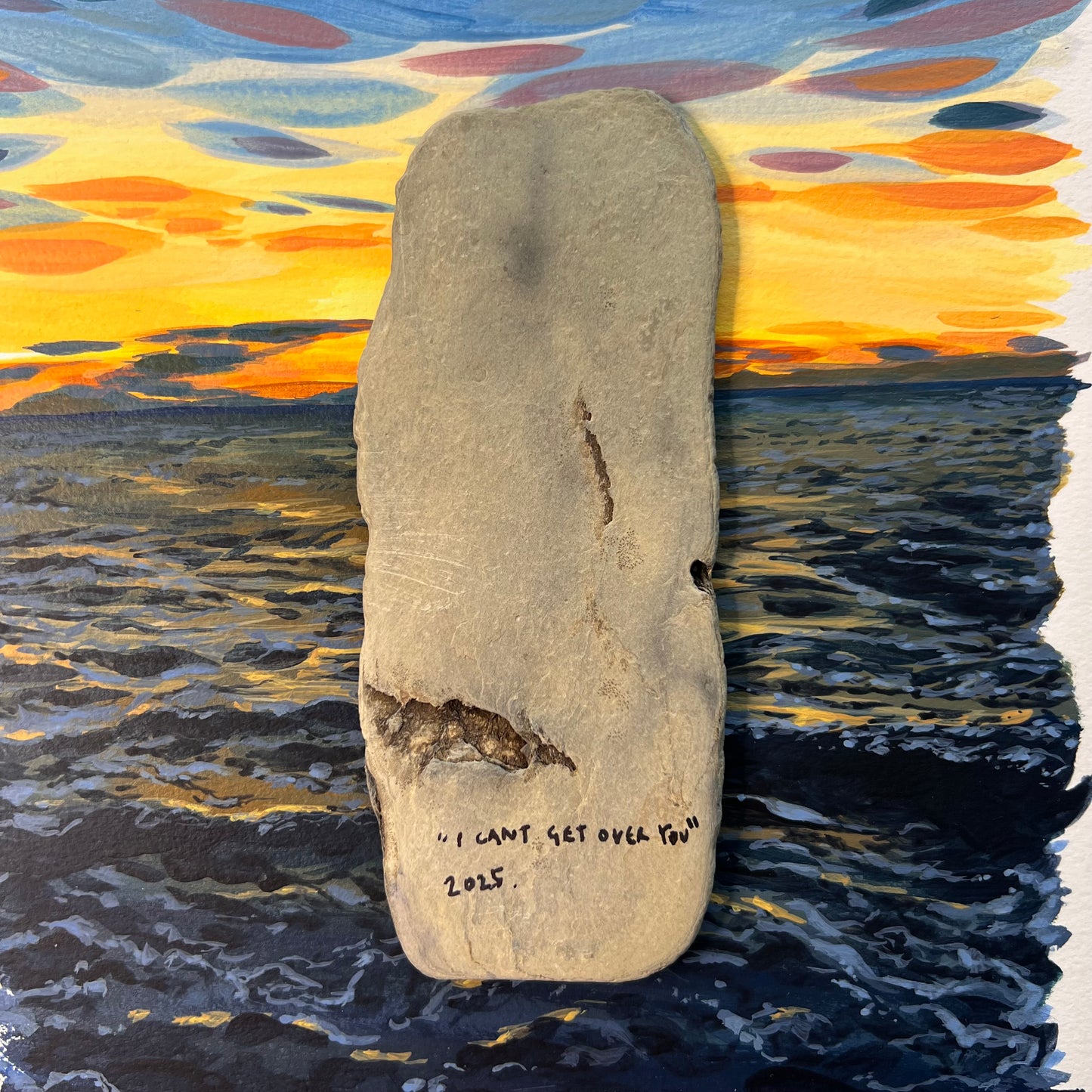 “I Can’t Get Over You” Acrylic Original on stone