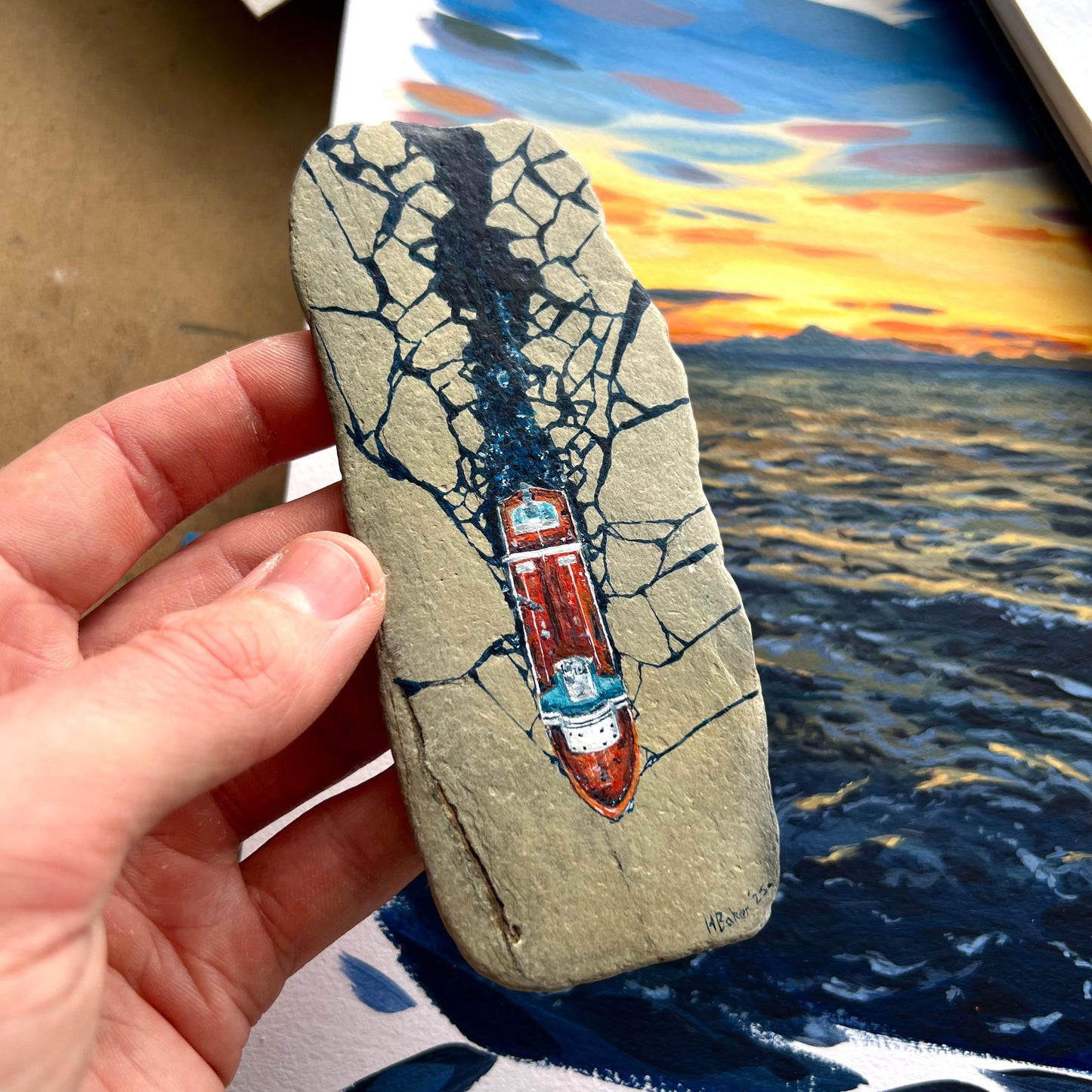 “I Can’t Get Over You” Acrylic Original on stone